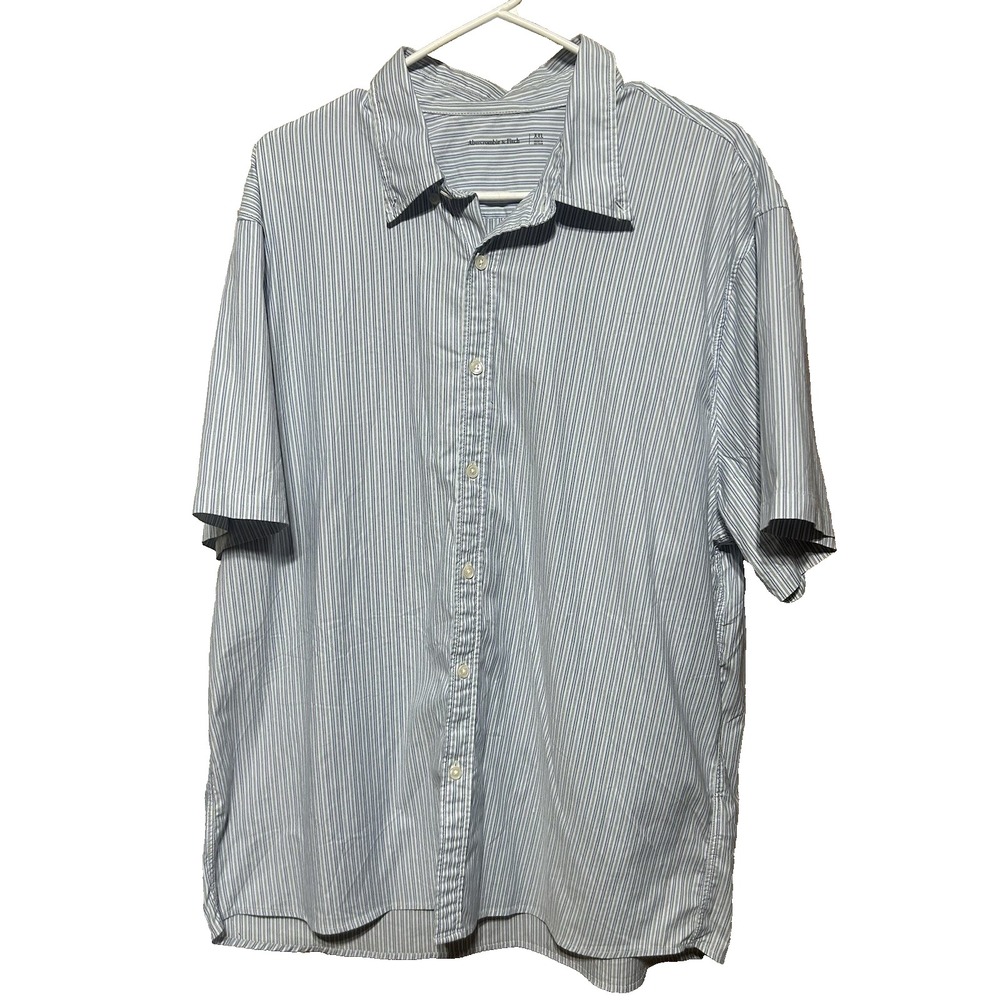 Abercrombie & Fitch Button Down Stretch Shirt  Summer‎ Blue Striped Resort XXL